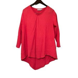 Habitat Clothes To Live In Blouse Tunic Top Small Solid 3/4 Sleeve Lagenlook